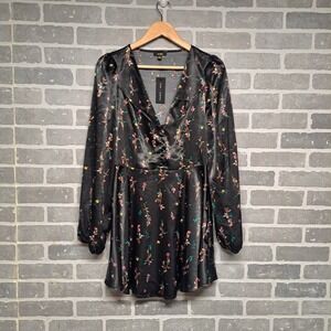 AFRM‎ & Nordstrom Womens Floral Long Sleeve Babydoll Mini Dress Size Medium NWT